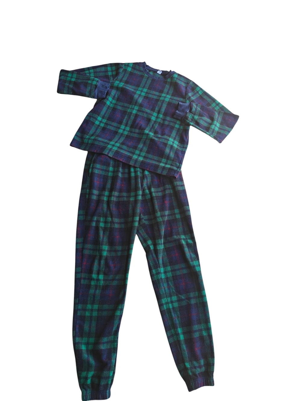 Old Navy Green & Navy Blue Plaid Two-piece Pajama Set M Tall